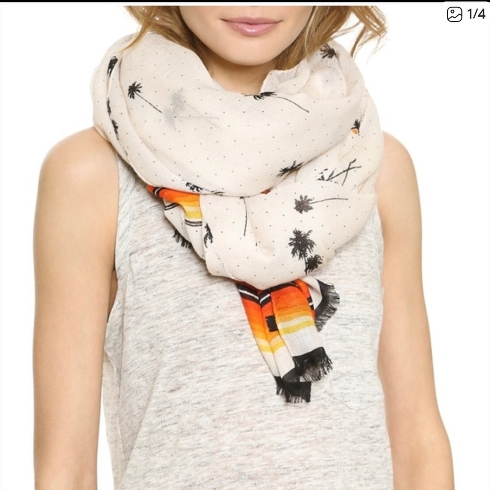 rag & bone Cream and Orange Patterned Scarf